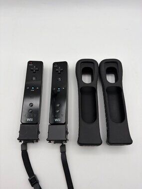 Nintendo Wii Controller Remote OEM w Motion Plus Adapter Genuine Official BLACK